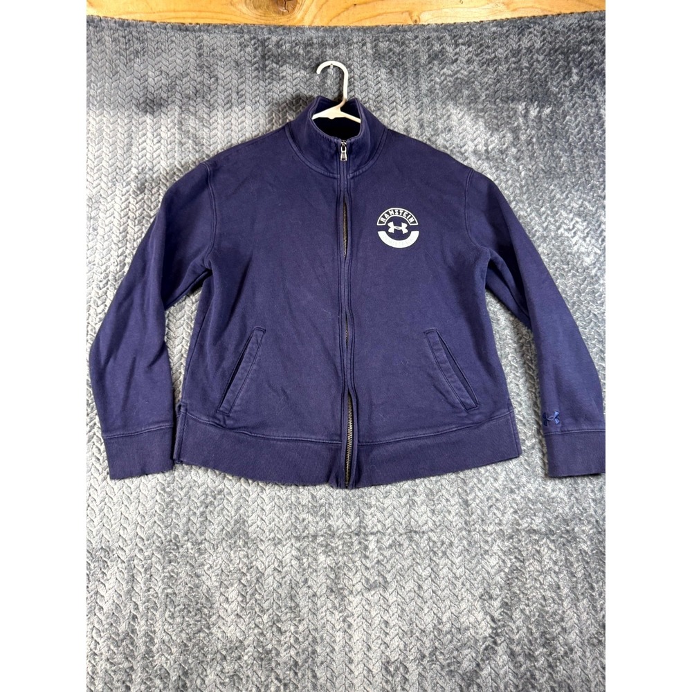 Under Armour Ramstein Track Jacket Mens Medium Navy Blue Fleece Lined Loose Fit